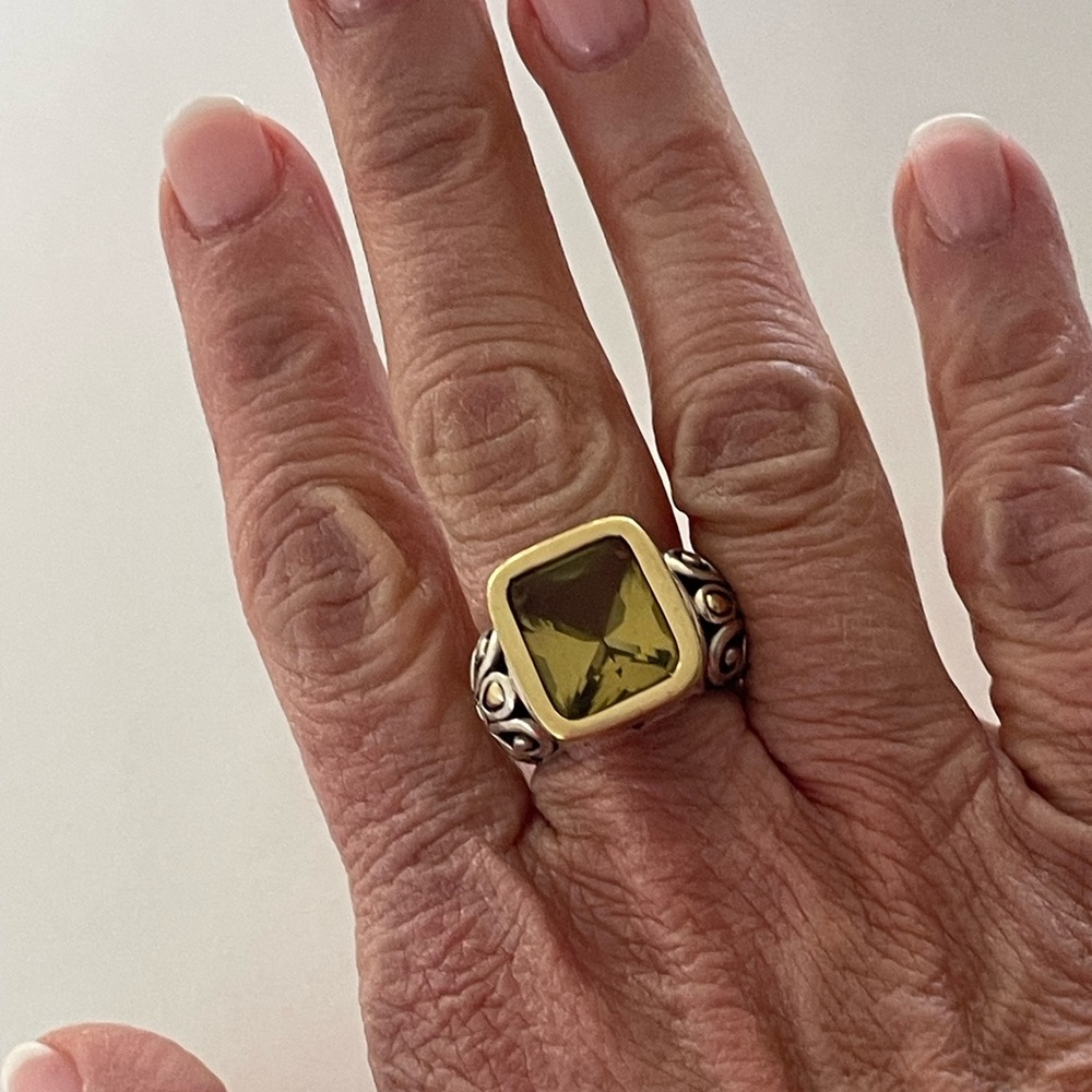 John Hardy Batu Collection Lemon Citrine Sterling & 18k Ring - size 6 1/2
